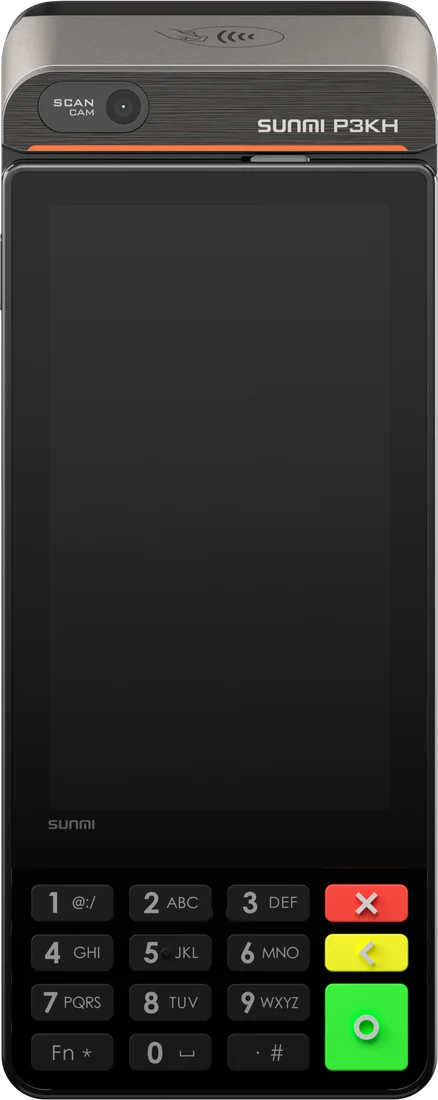 SUNMI P3KH payment terminal with a physical keypad